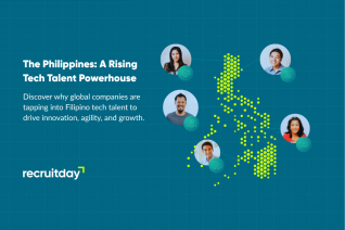 Filipino tech professionals illustrated on a map of the Philippines, representing local talent