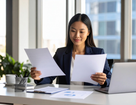 Recruiter reviewing resumes